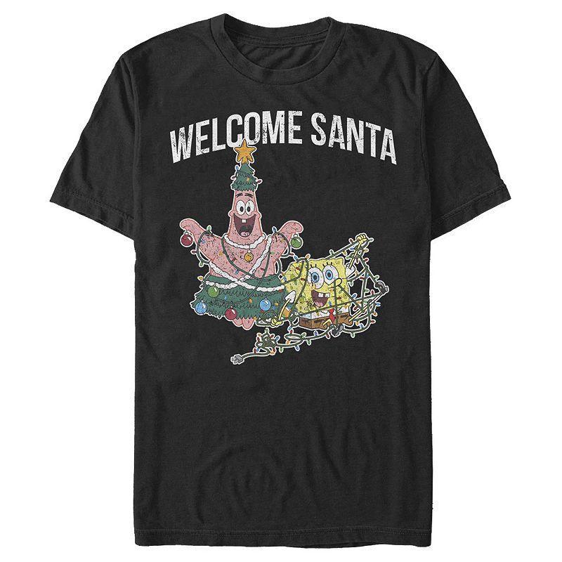 Men's Spongebob Squarepants Patrick Welcome Santa Tee, Size: Medium, Royal Grey Product Image