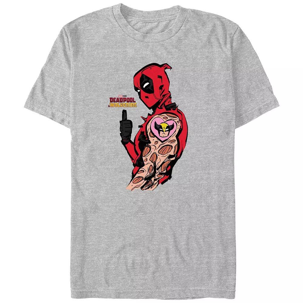 Men's Marvel Deadpool And Wolverine Heart Wolverine Tattoo Graphic Tee, Size: Medium, Athletic Grey Product Image