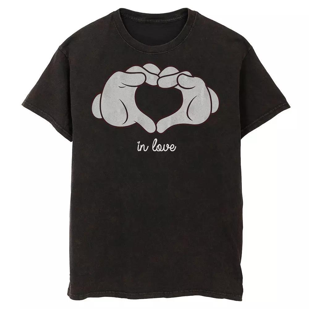 Disney's Mickey Mouse Men's Heart Hands In Love Wash Graphic Tee, Size: XL, Black Product Image