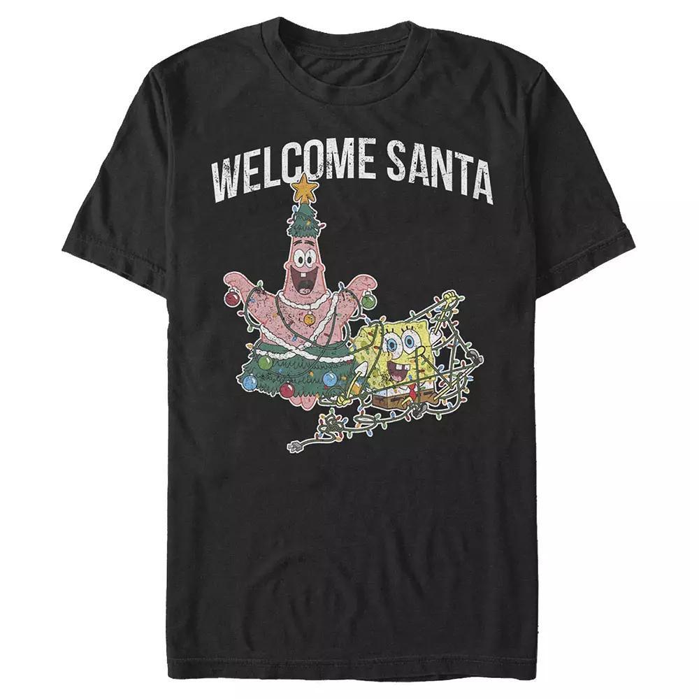 Men's Spongebob Squarepants Patrick Welcome Santa Tee, Size: Medium, Royal Grey Product Image