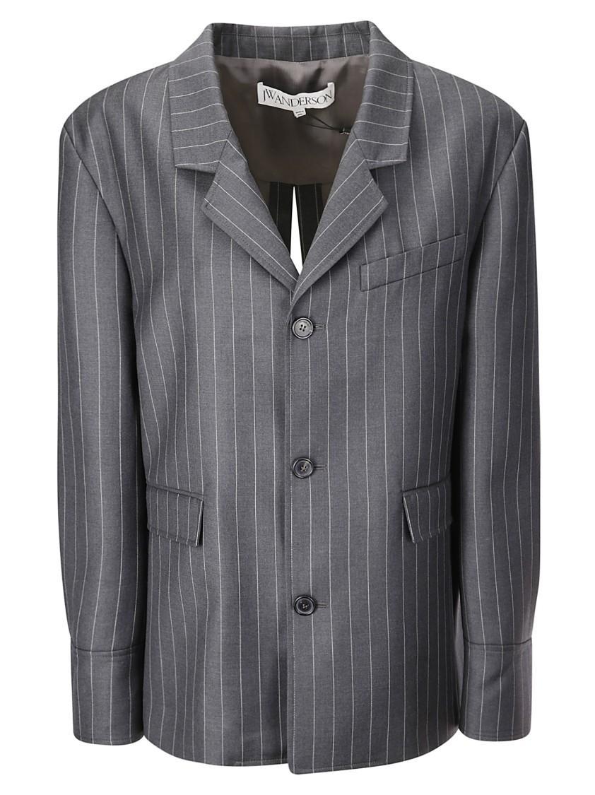 JW ANDERSON Open Back Tailored Shirt Jacket Mid Grey Melange Product Image