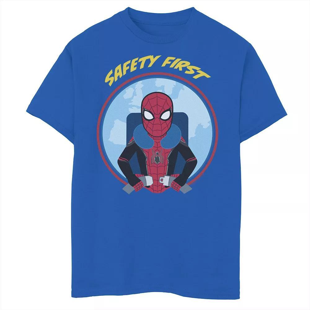 Boys 8-20 Marvel Spider-Man Far From Home Safety First Circle Portrait Graphic Tee, Boy's, Size: Medium, Royal Product Image