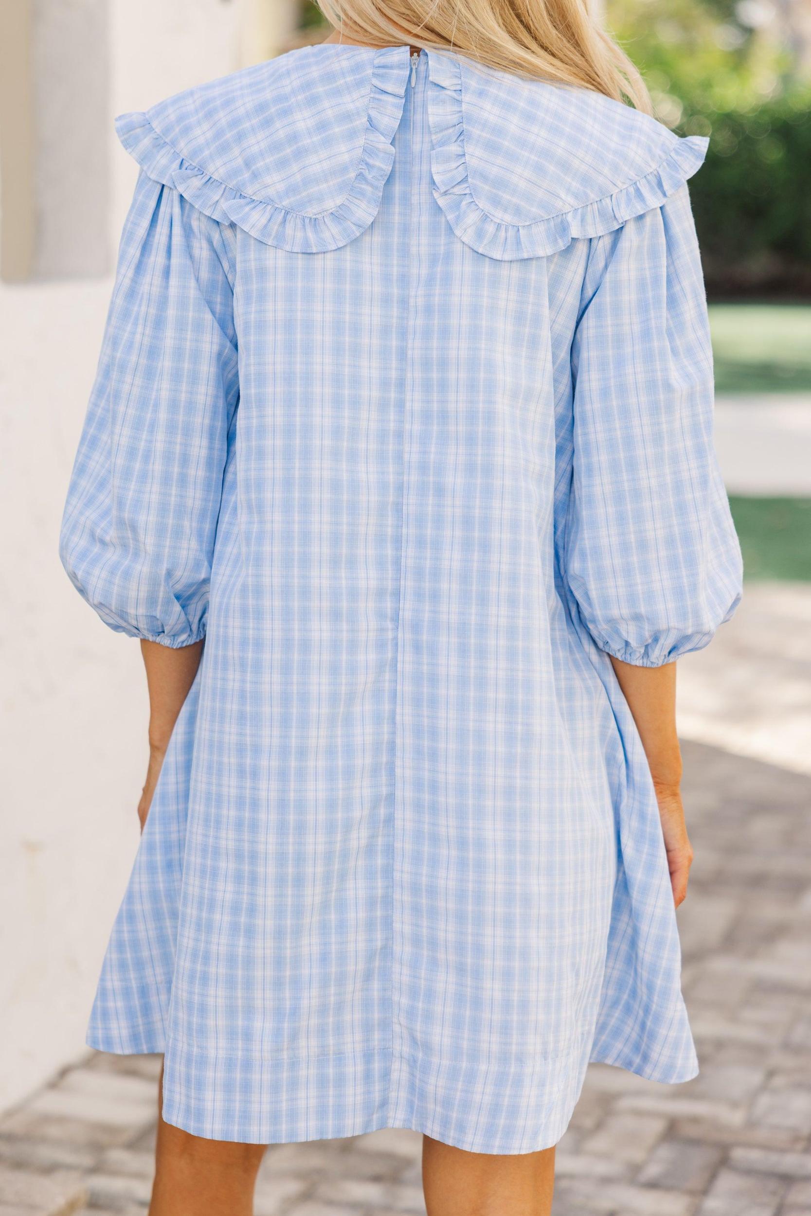 The Caring Light Blue Gingham Dress Female Product Image