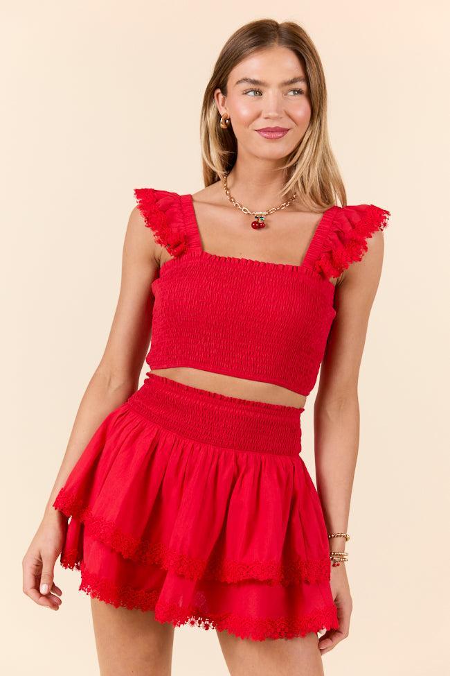 Sweet Talk Red Flutter Shoulder Tank and Skort Set SALE Product Image