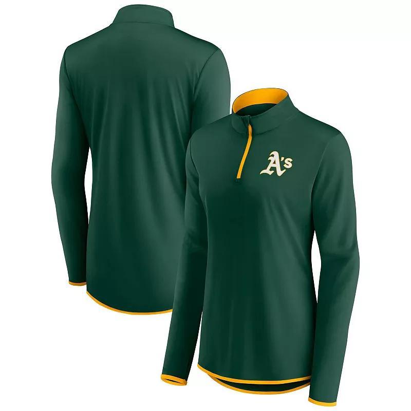 Women's Fanatics Branded Green Oakland Athletics Corner Quarter-Zip Top, Size: 2XL Product Image
