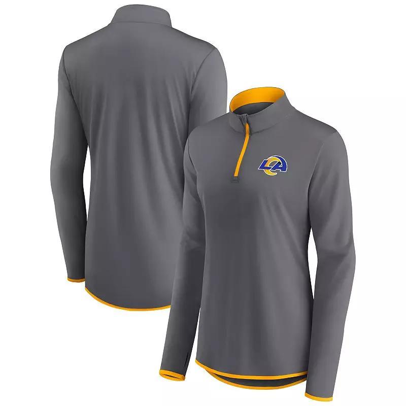 Women's Fanatics Branded  Gray Los Angeles Rams Corner Long Sleeve 1/4 Zip Top, Size: Large, Grey Product Image