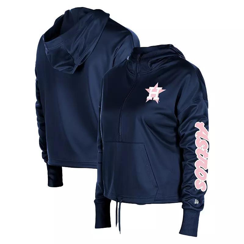 Women's New Era Navy Houston Astros Half-Zip Hoodie, Size: XL, Blue Product Image