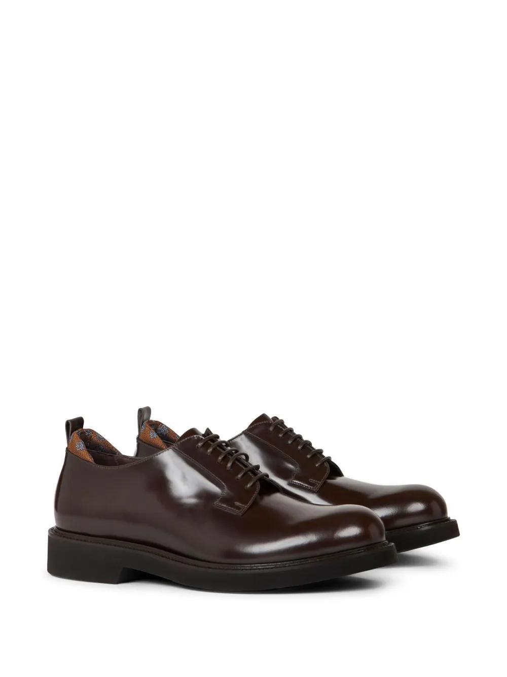 ETRO Leather Lace-up Shoes In Dark Brown Product Image