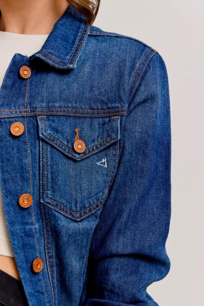 Dark Wash Classic Fitted Trucker Jacket Product Image