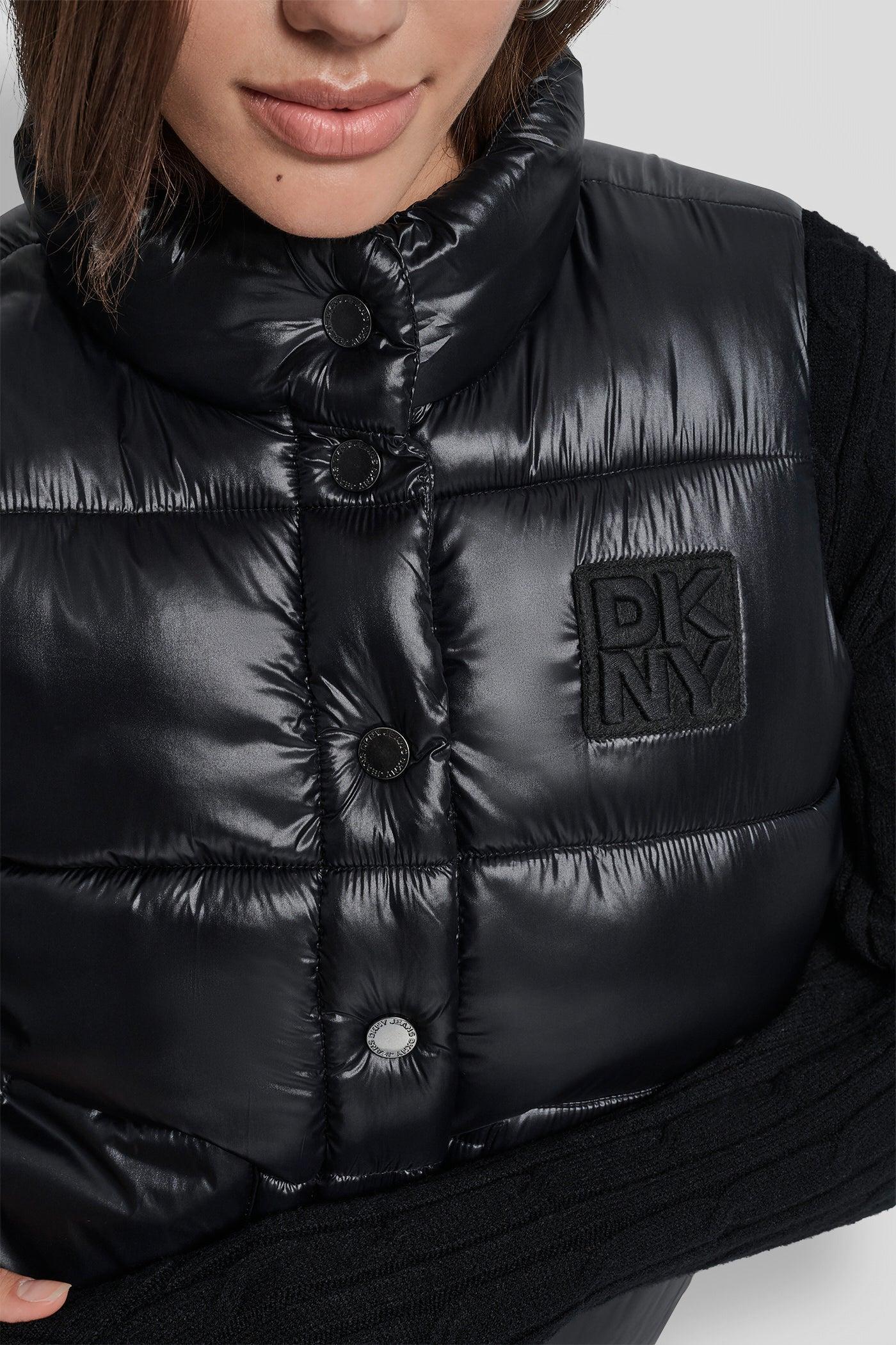 QUILTED MOCK NECK LOGO PUFFER VEST Product Image
