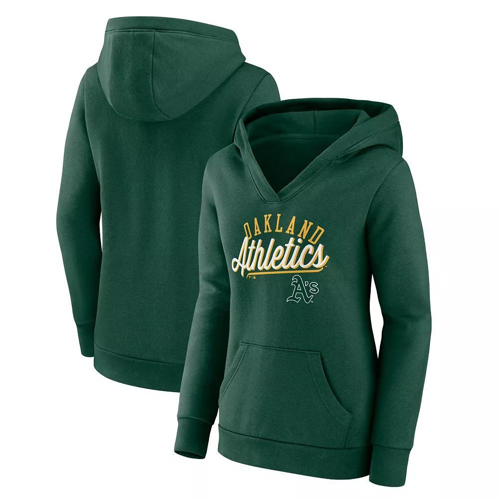 Women's Fanatics Branded Green Oakland Athletics Simplicity Crossover V-Neck Pullover Hoodie, Size: Medium, Team Product Image