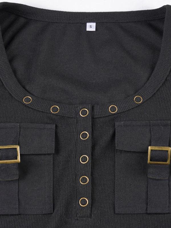 Workwear-Style Elastic Sleeveless Vest Product Image