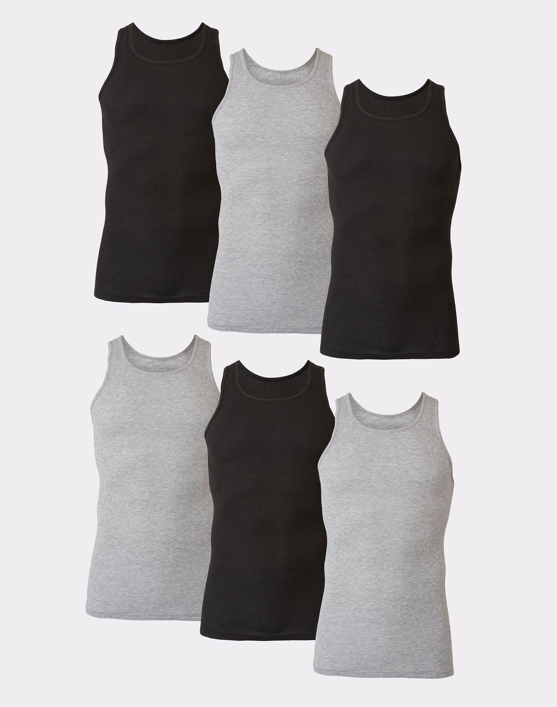 Hanes Ultimate 6-Pack Men's ComfortSoft Black/Grey Tank Undershirt, Size: XL, Black Gray Product Image