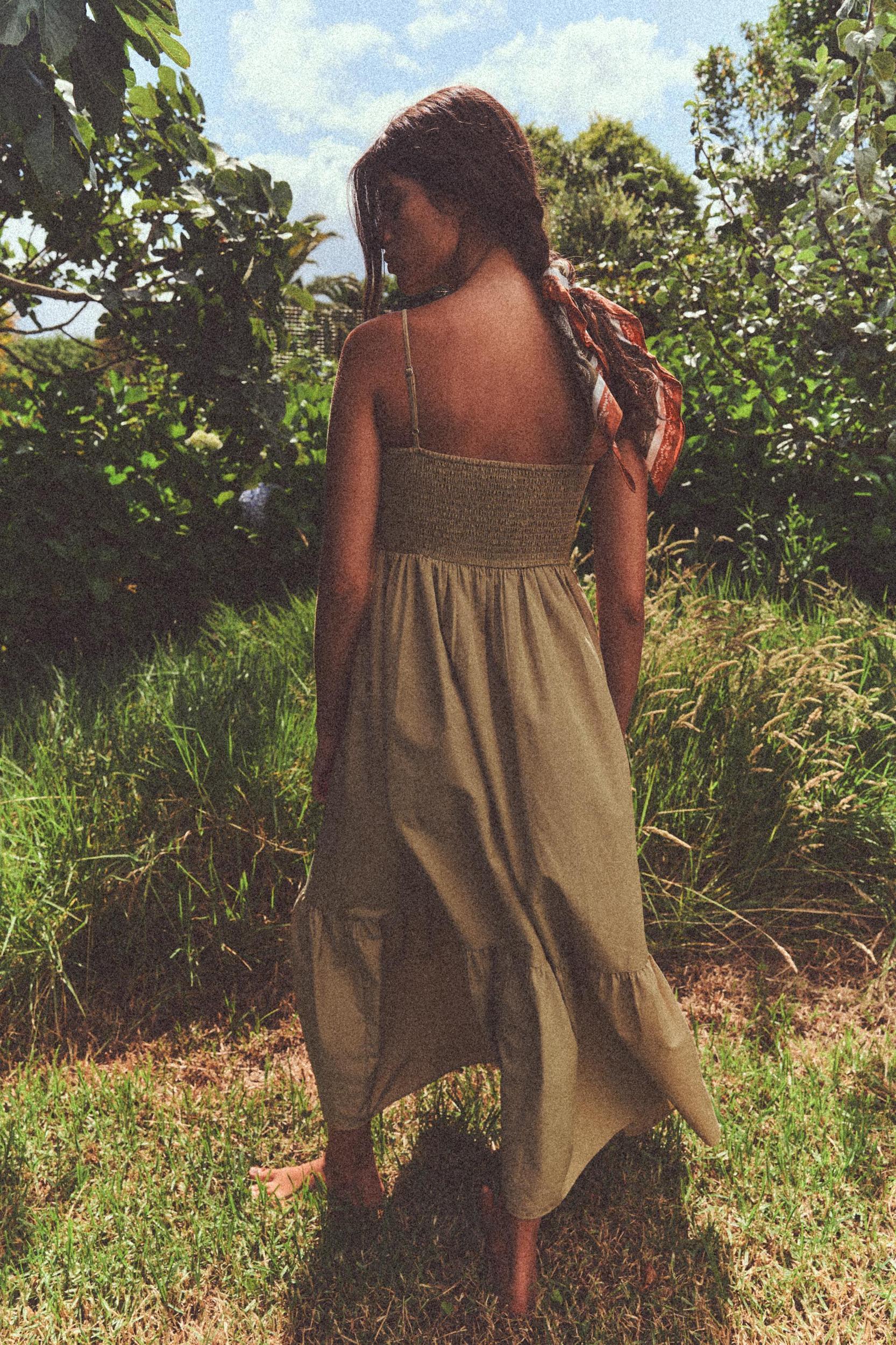 TIED POPLIN MIDI DRESS Product Image