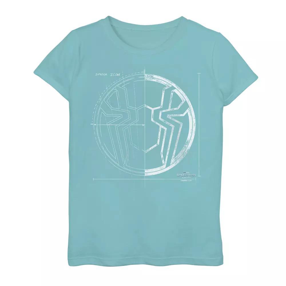 Girls 7-16 Marvel Spider-Man No Way Home Spider Grid Logo Graphic Tee, Girl's, Size: Small, Tahiti Blue Product Image