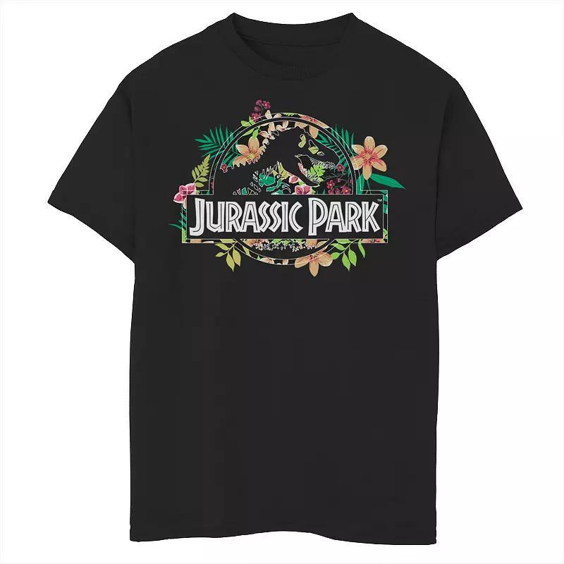 Boys 8-20 Jurassic Park Floral Tropical Fossil Logo Graphic Tee, Boy's, Size: XL, Black Product Image