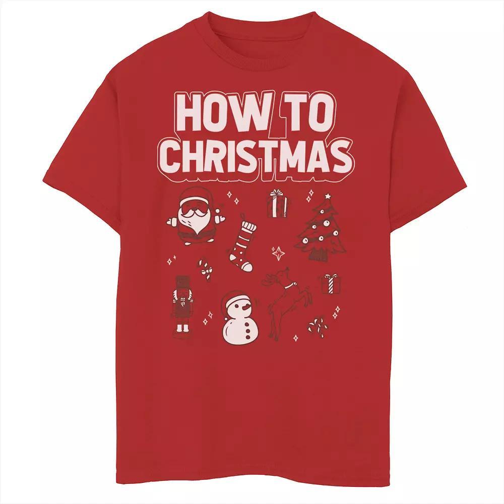 Boys 8-20 How To Christmas Doodles Graphic Tee, Boy's, Size: XL, Red Product Image