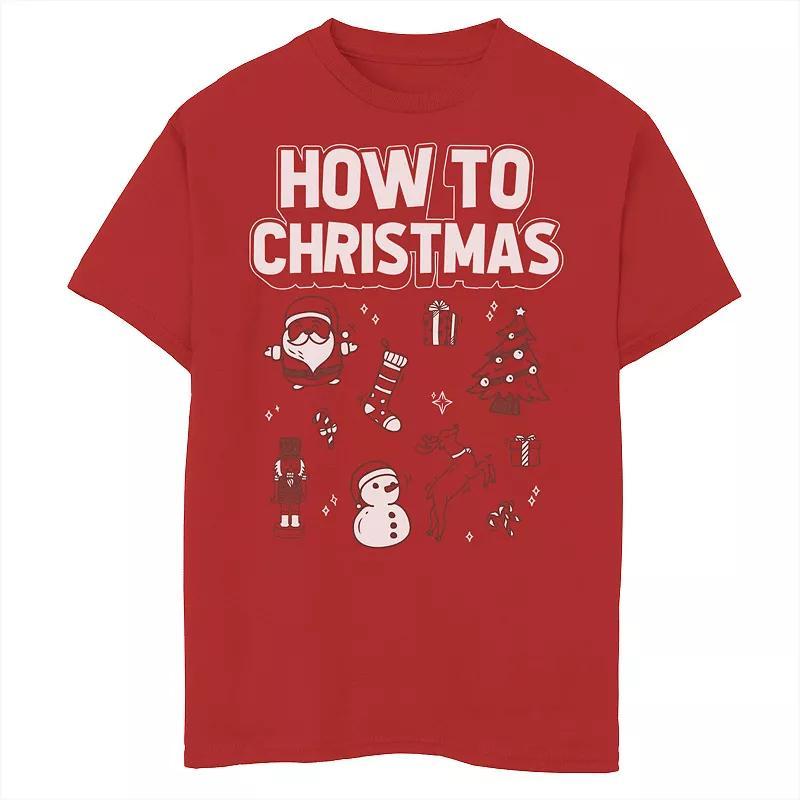 Boys 8-20 How To Christmas Doodles Graphic Tee, Boy's, Size: XL, Red Product Image
