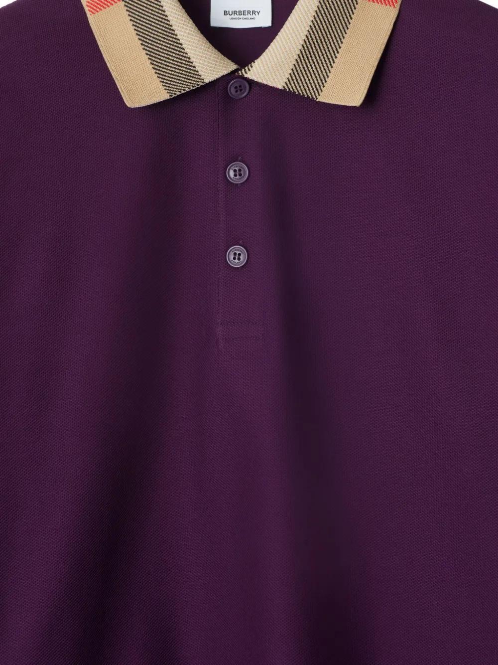 checkered-collar cotton polo shirt Product Image