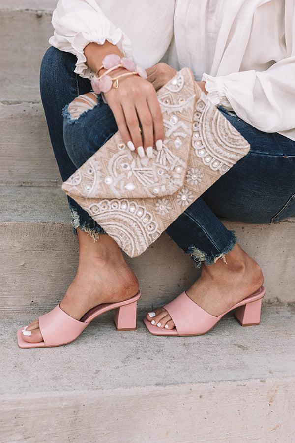 The Linette Faux Leather Block Heel In Pink Product Image