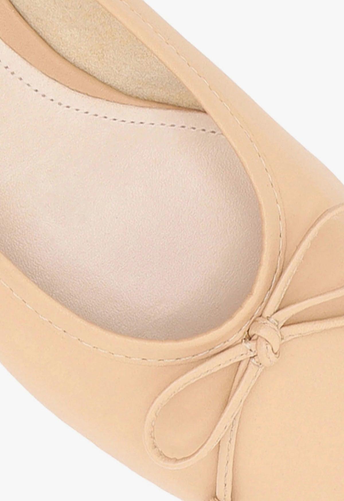 Arissa Beige Leather Ballet Flat Product Image