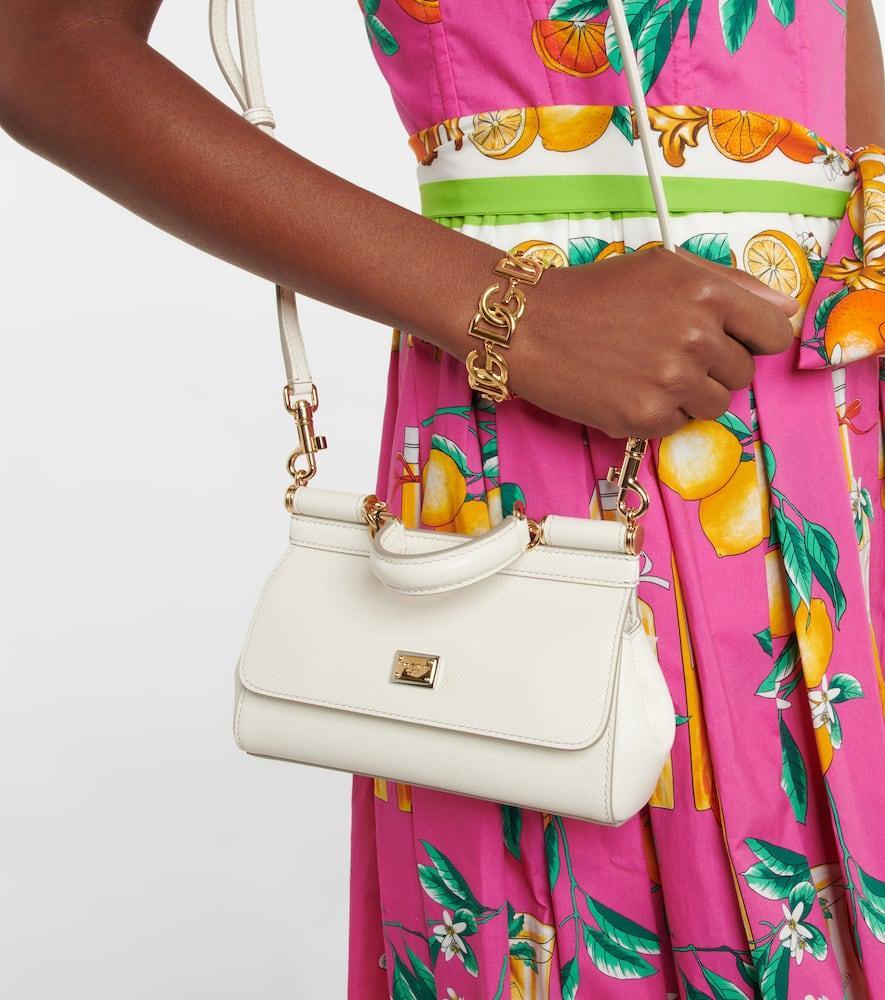 DOLCE & GABBANA Sicily Small Leather Shoulder Bag In White Product Image