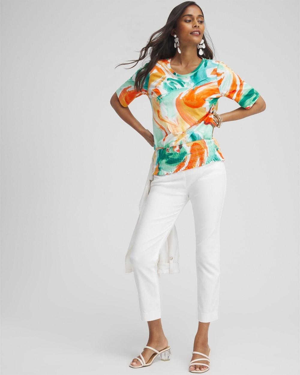 Touch of Cool™ Abstract Smocked Waist Tee Product Image