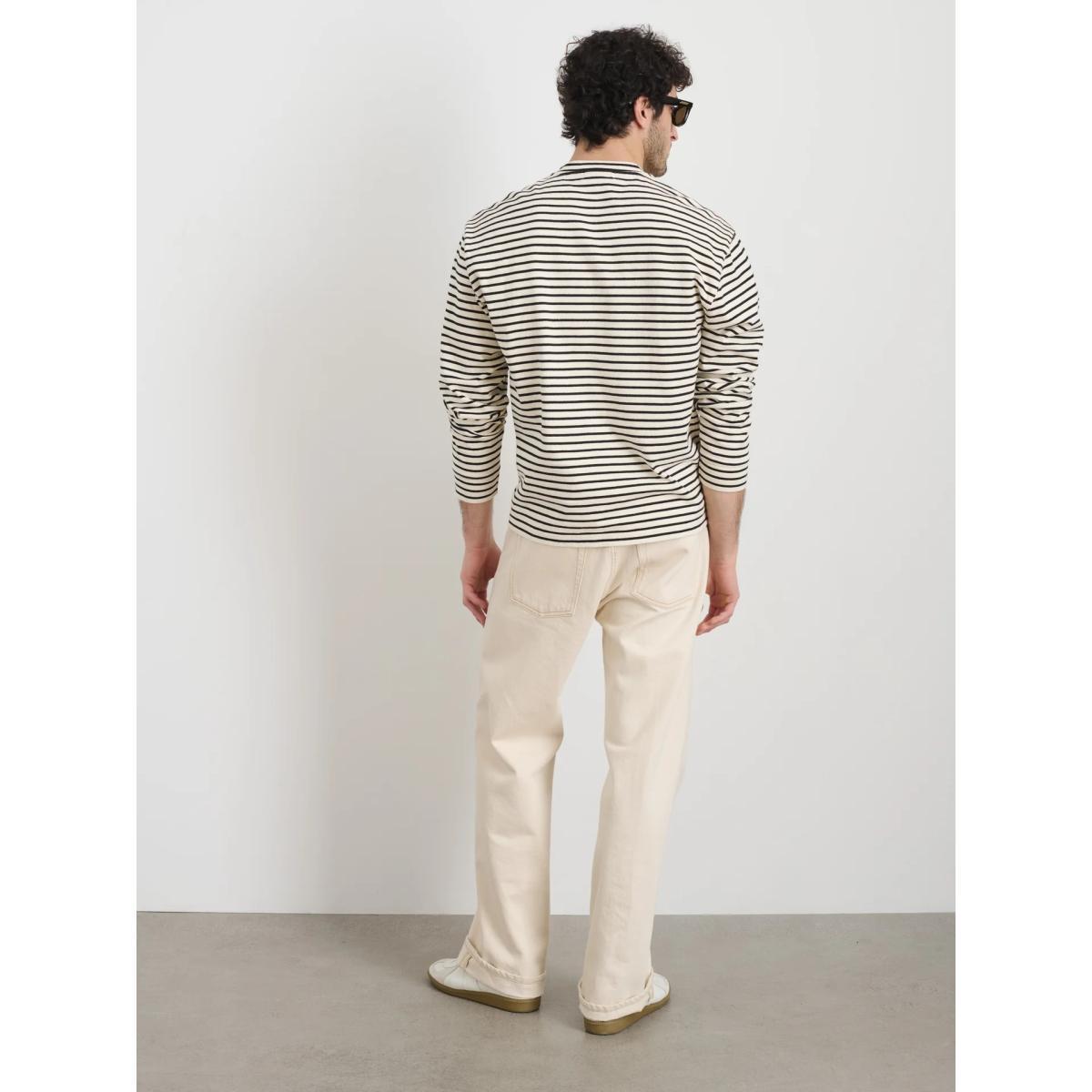 Alan Striped Henley Natural Black Product Image