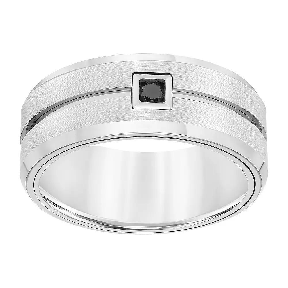 AXL 1/10 Carat T.W. Diamond Gray Tungsten Carbide 9 mm Comfort Fit Men's Band, Size: 12 Product Image