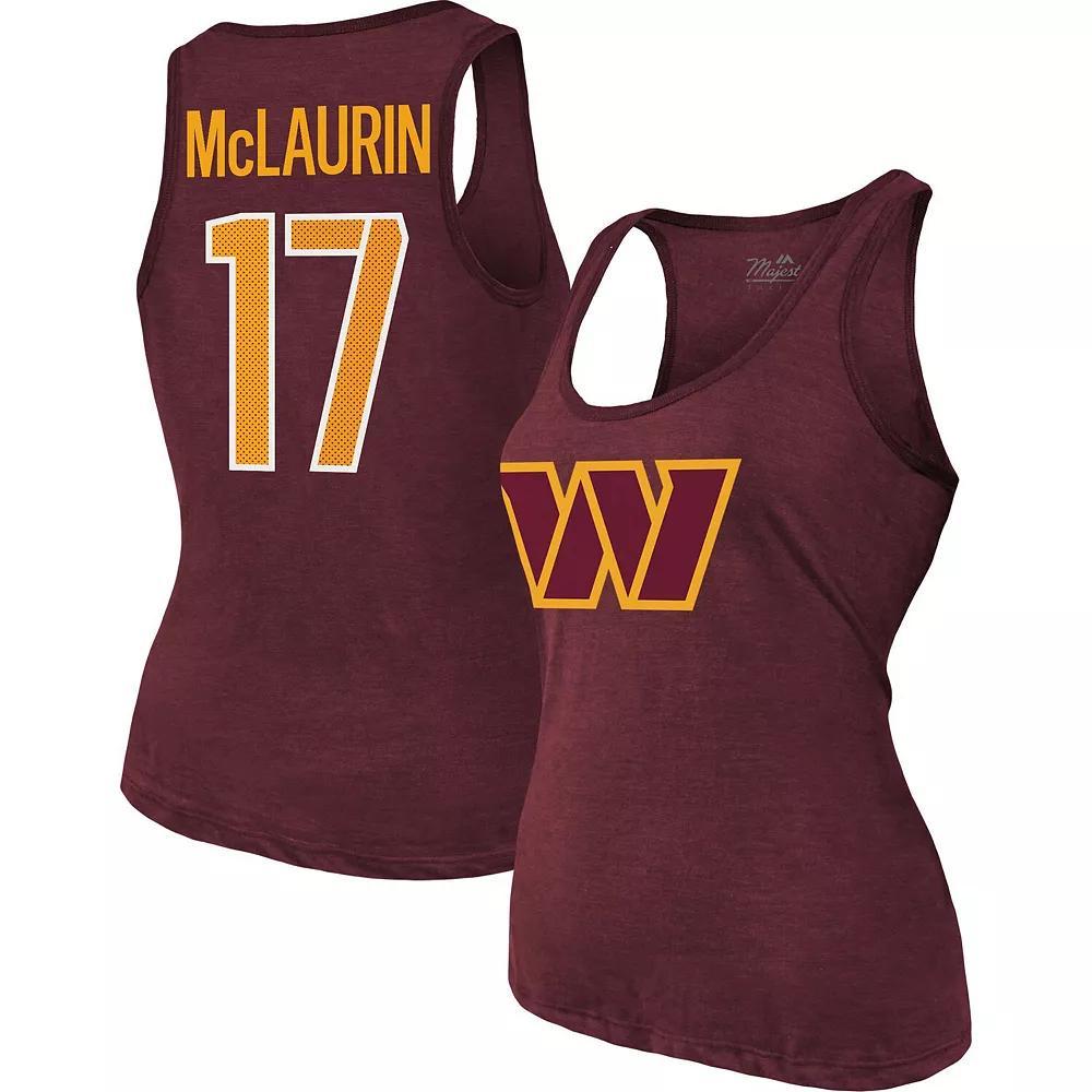 Women's Majestic Threads Terry McLaurin Burgundy Washington Commanders Player Name & Number Tri-Blend Tank Top, Size: XL, Wft Med Re Product Image
