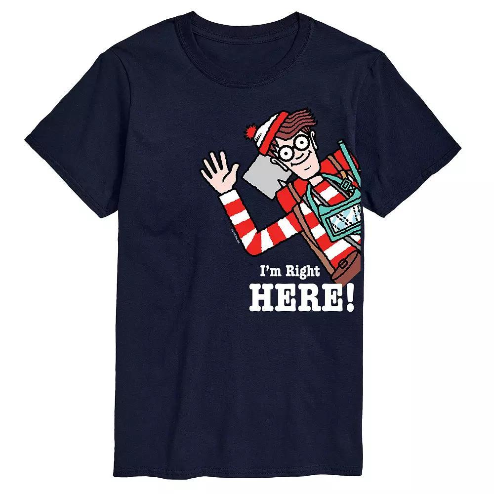 Mens Wheres Waldo Im Right Here Graphic Tee Grey Blue Product Image