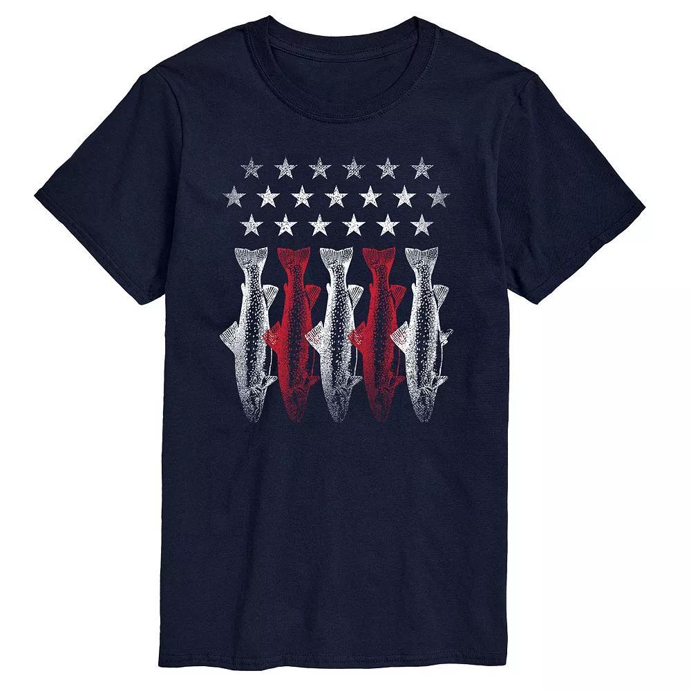 Mens Americana Flag Fish Graphic Tee Blue Product Image
