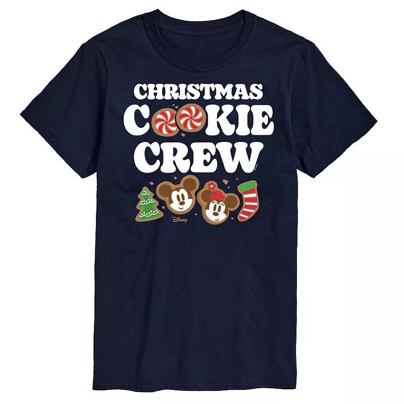Disneys Mickey & Minnie Mouse Mens Christmas Cookie Crew Graphic Tee Blue Product Image