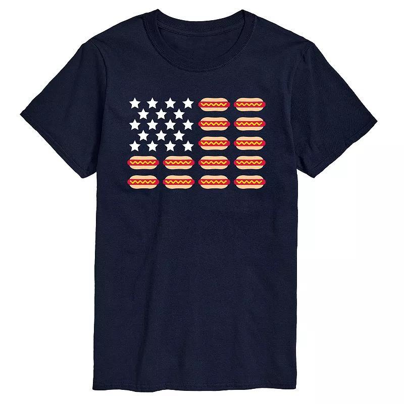 Men's Hot Dog Flag Graphic Tee, Size: Large, Blue Product Image