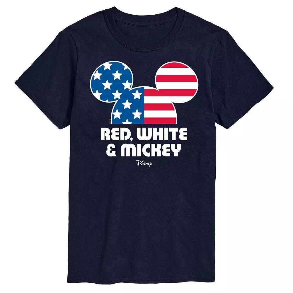 Disneys Mickey Mouse Big & Tall Red White & Mickey Graphic Tee, Mens Product Image
