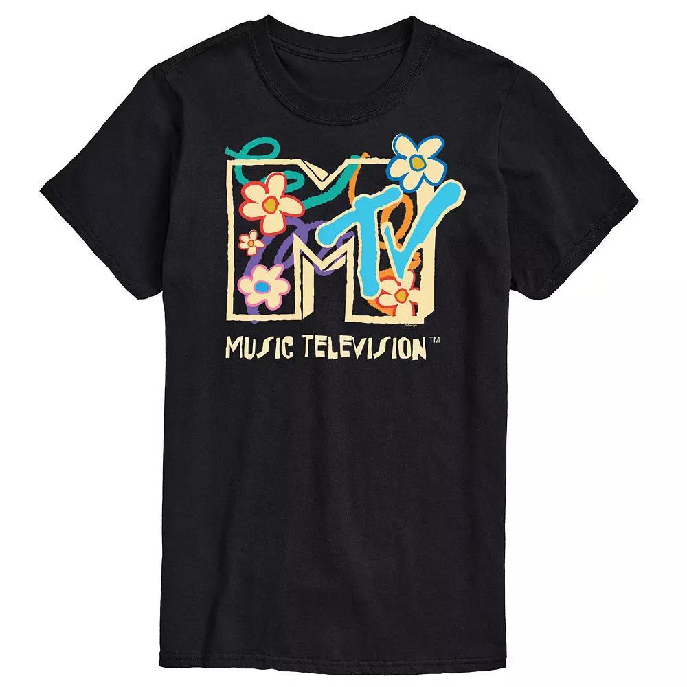 Big & Tall MTV Floral Logo Graphic Tee, Men's, Size: Large Tall, Black Product Image