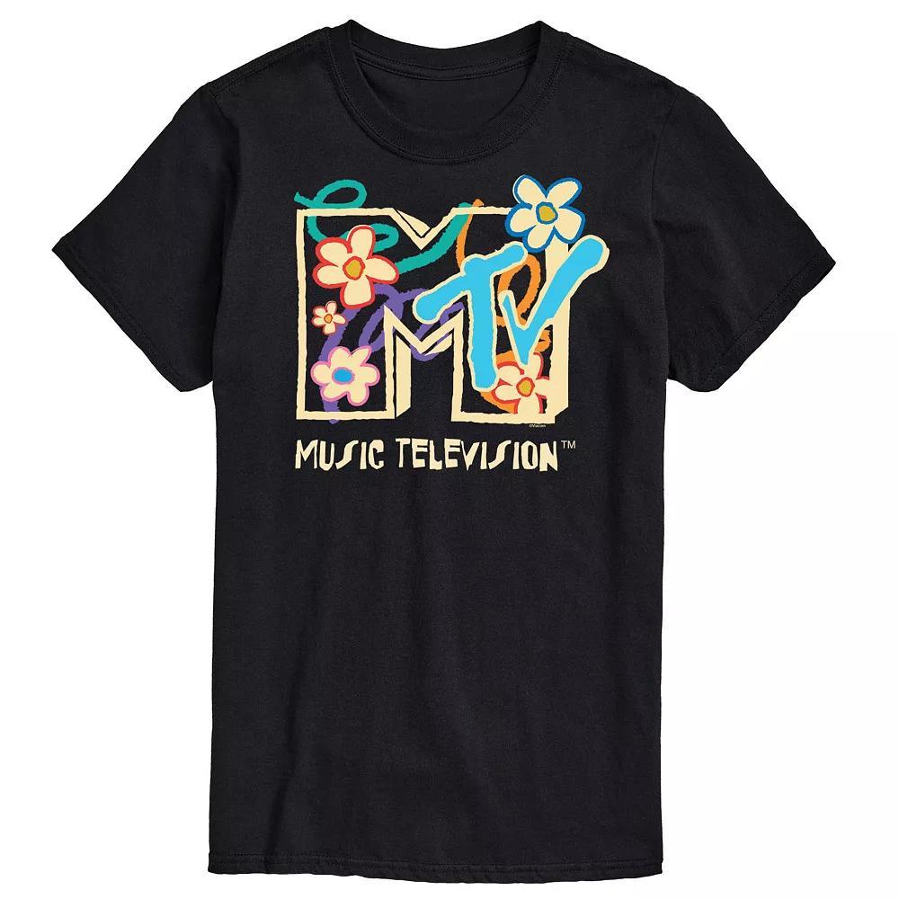 Big & Tall MTV Floral Logo Graphic Tee, Men's, Size: Large Tall, Black Product Image