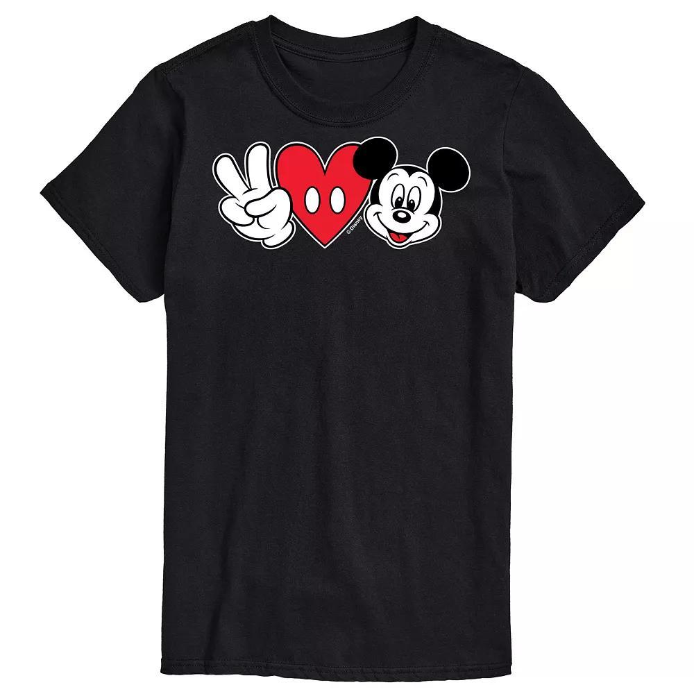 Disneys Mickey Mouse Big & Tall Peace Love Graphic Tee, Mens Product Image