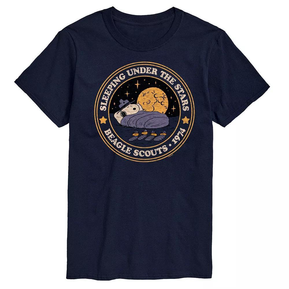 Big & Tall Peanuts Beagle Scouts Under The Stars Graphic Tee, Mens Blue Product Image