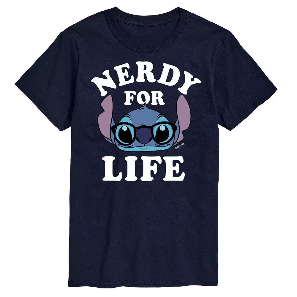 Disneys Lilo and Stitch Big & Tall Nerdy For Life Graphic Tee, Mens Blue Product Image