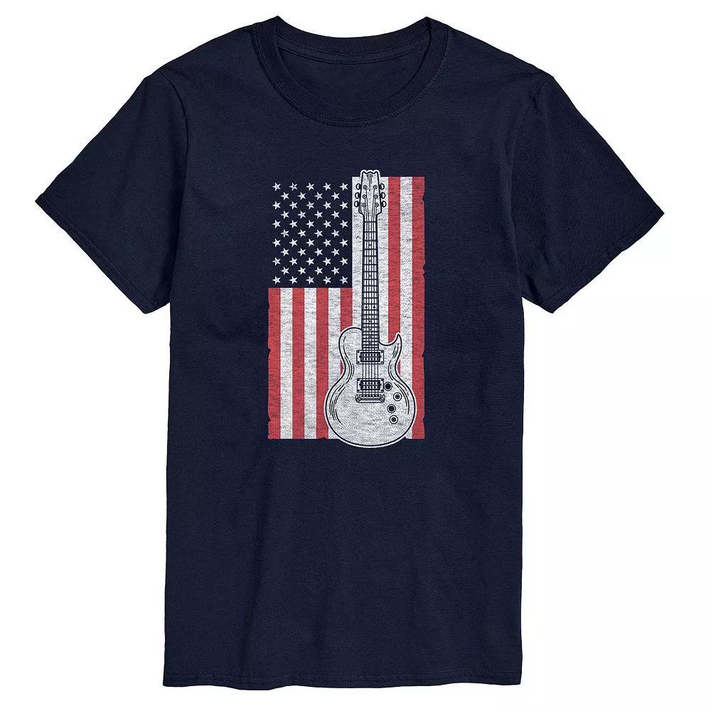 Big & Tall USA Flag Guitar Graphic Tee, Mens Blue Product Image