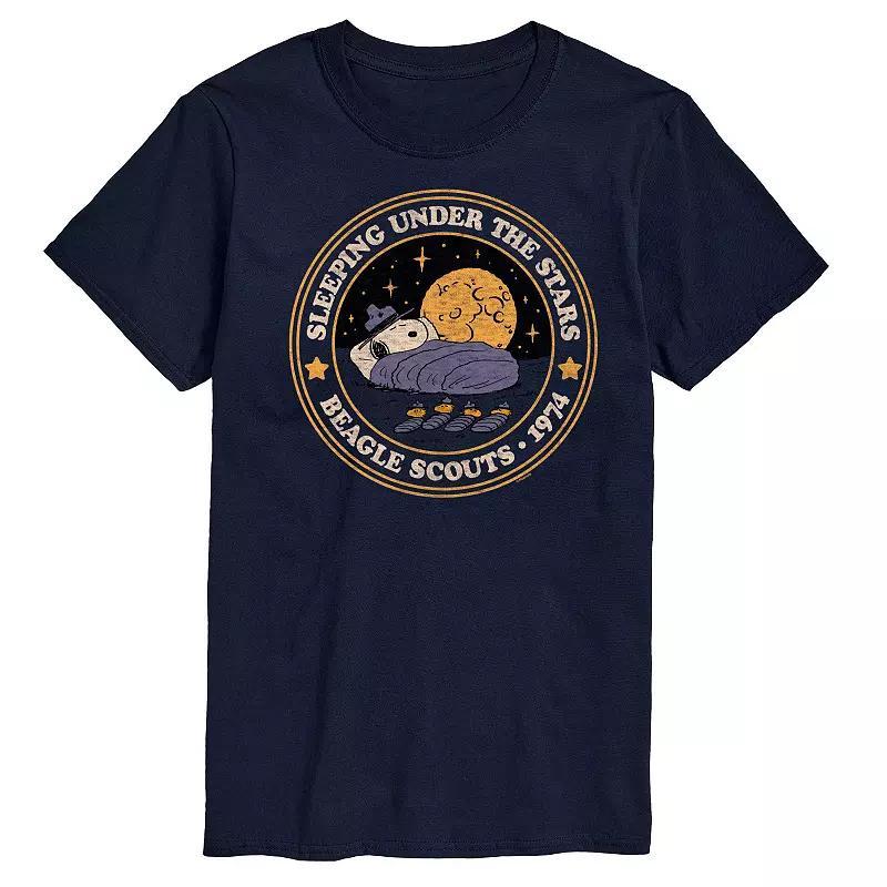 Big & Tall Peanuts Beagle Scouts Under The Stars Graphic Tee, Mens Blue Product Image