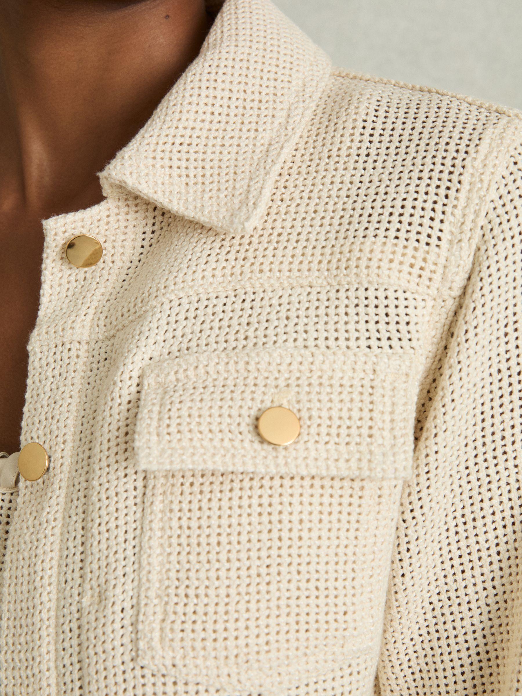 Cotton-Blend Textured Trucker Jacket in Neutral Product Image