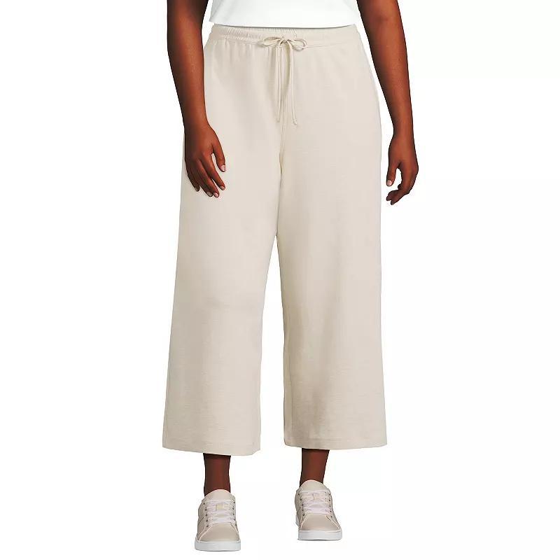 Plus Size Lands' End Sport Knit Wide-Leg Crop Pants, Women's, Size: 3XL, White Product Image