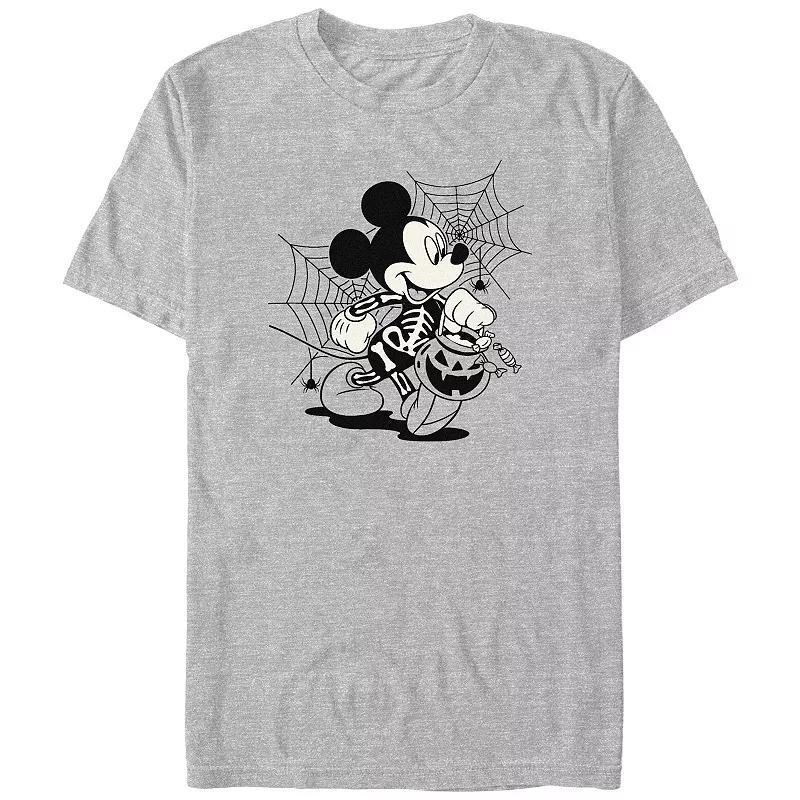 Disney's Mickey Mouse Skeleton Costume Trick Or Treating Men's Graphic Tee, Size: Large Tall, Athletic Grey Product Image