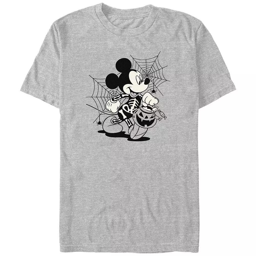Disney's Mickey Mouse Skeleton Costume Trick Or Treating Men's Graphic Tee, Size: Large Tall, Athletic Grey Product Image