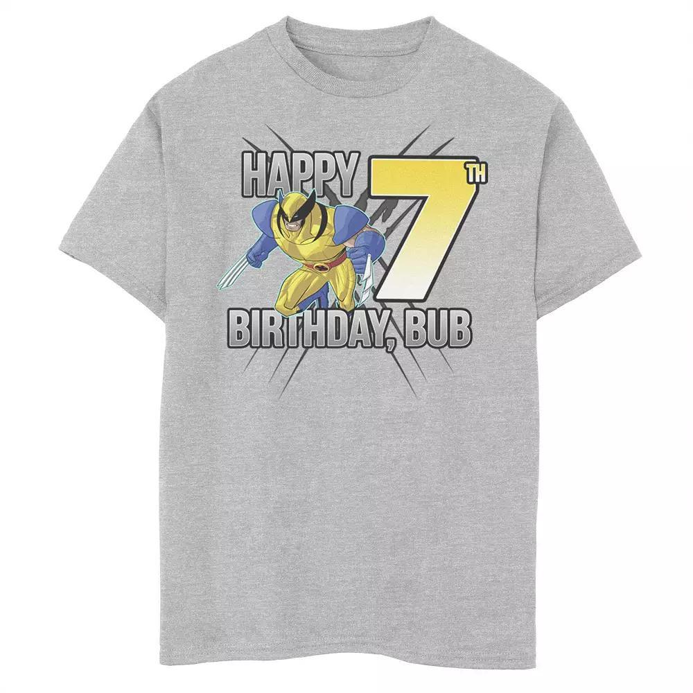 Boys 8-20 Marvel X-Men Wolverine Happy 7th Birthday Bub Graphic Tee, Boy's, Size: XS, Athletic Grey Product Image