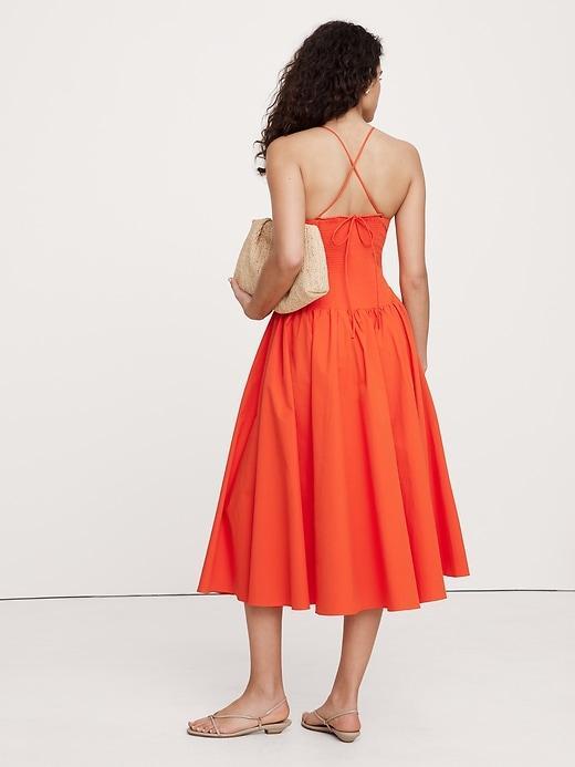 Stretch-Cotton Poplin Long Midi Dress Product Image