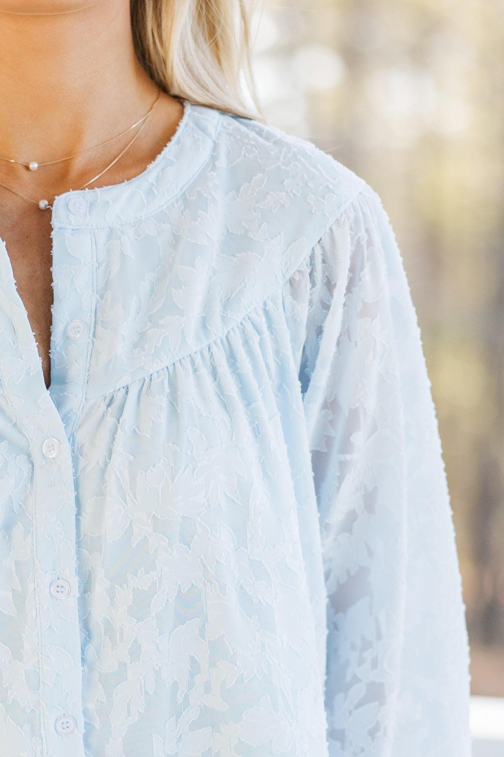 Can't Stop Dreaming Light Blue Lace Tunic Female Product Image