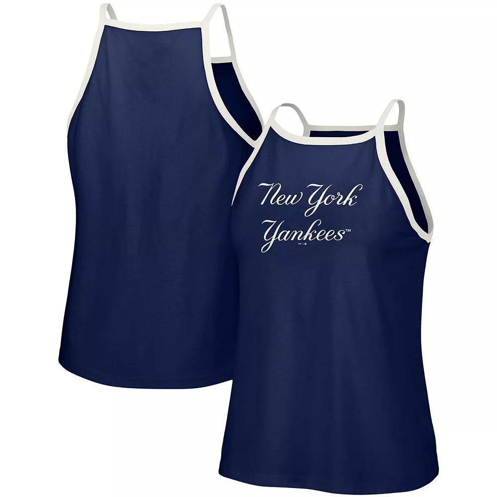 Womens Lusso Style New York Yankees Nadine Halter Tank Top Blue Product Image